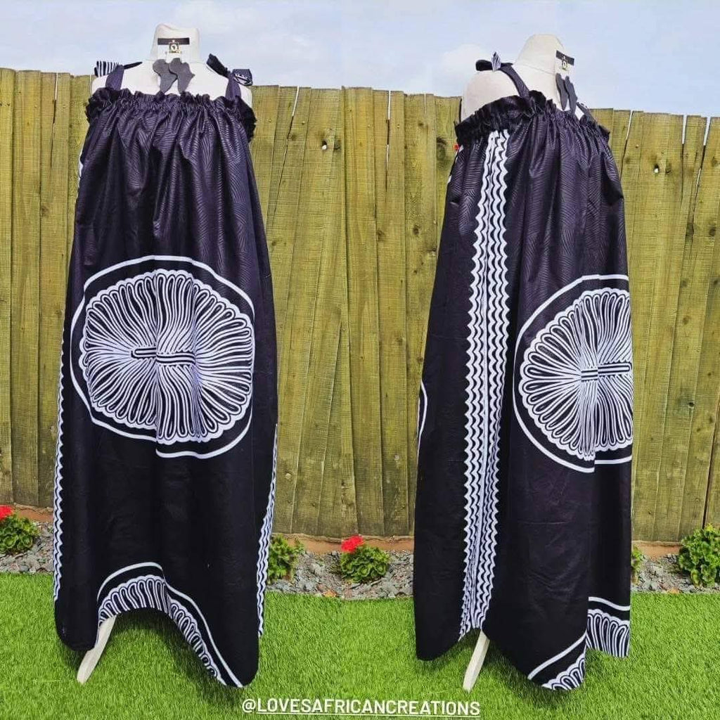 Black & White Summer  Africa Print Dress