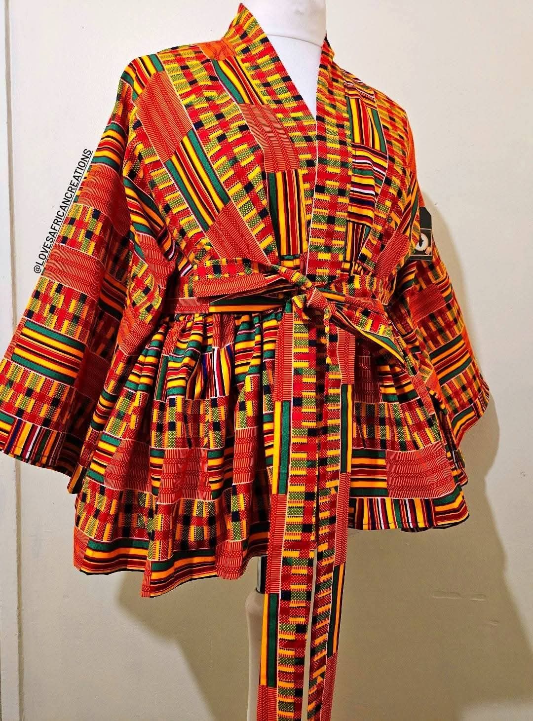 Kente Kimono Wrap Top & Earrings