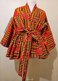 Kente Kimono Wrap Top & Earrings Love's African Creations