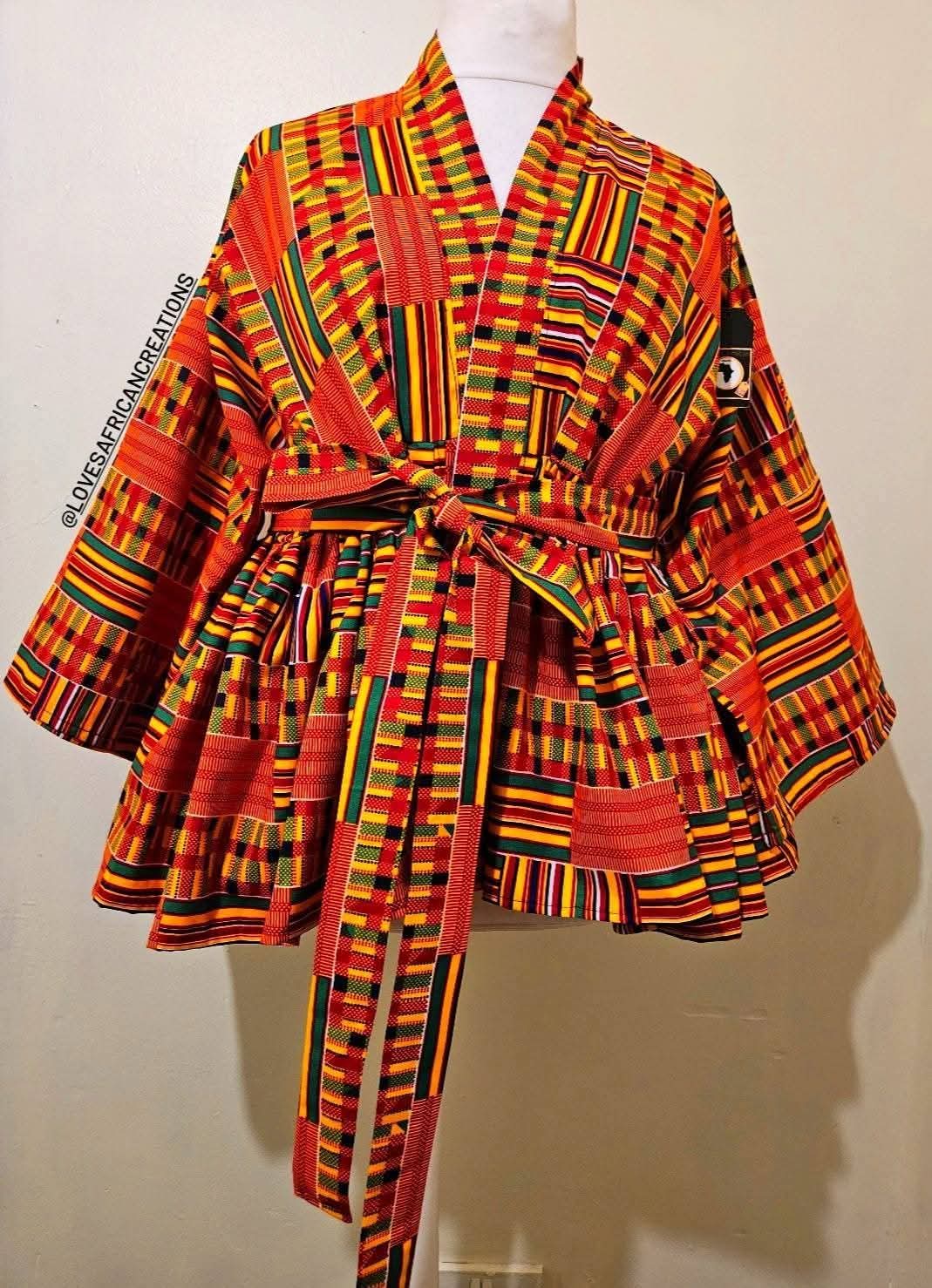 Kente Kimono Wrap Top & Earrings