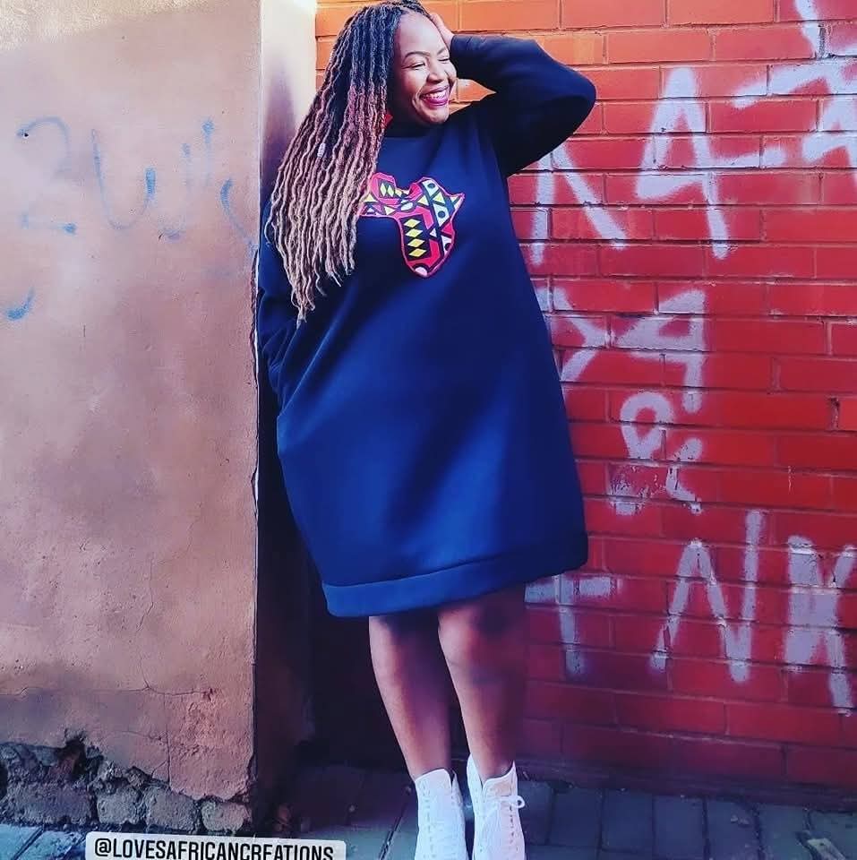 Black & Samakaka Africa Map Jumper Dress