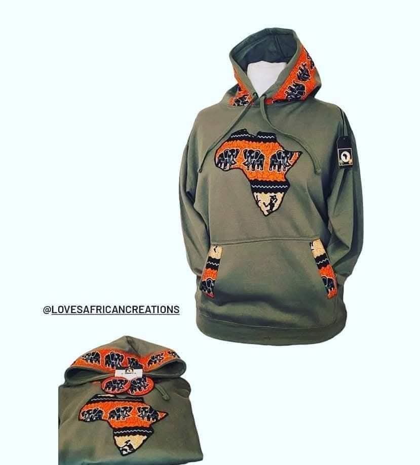 Elephant Unisex Africa Map Hoodie Jumper