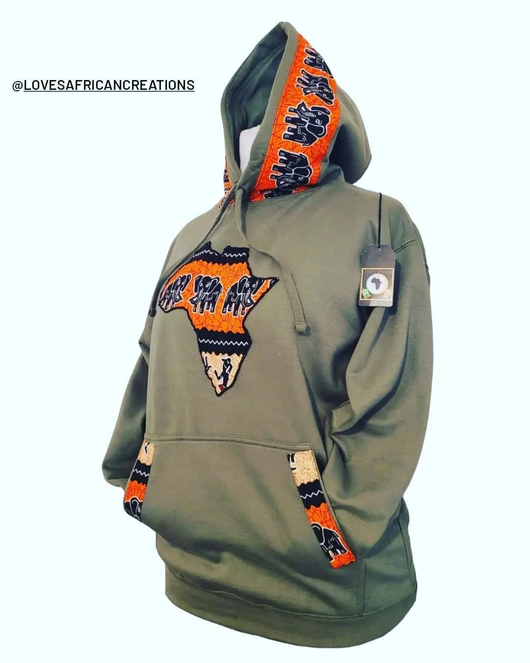 Elephant Unisex Africa Map Hoodie Jumper