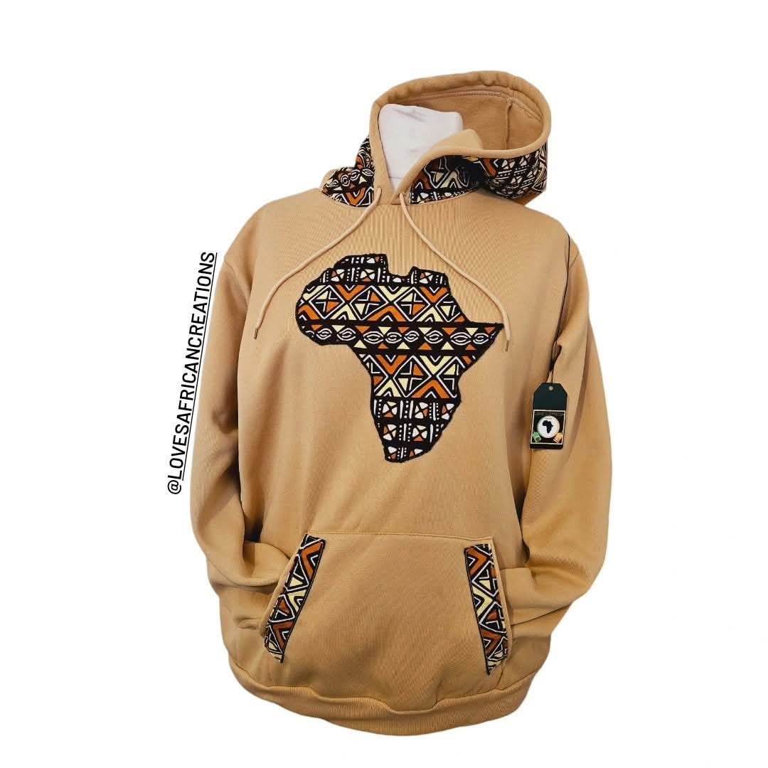 Beige African Inspired Hoodie Jumper