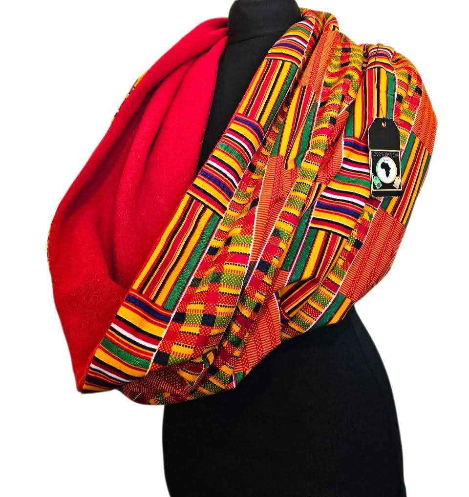 ❗️NEW❗️ Kente Fleece Chunky Snood Scarf