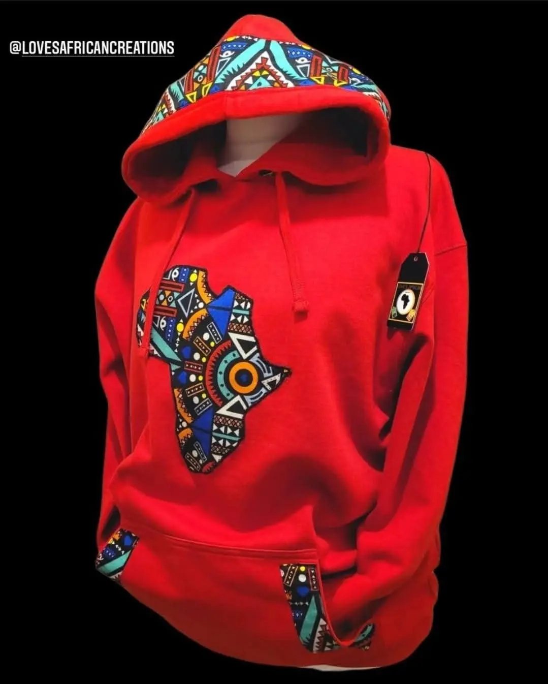 Red Africa Map Hoodie Jumper Love's African Creations