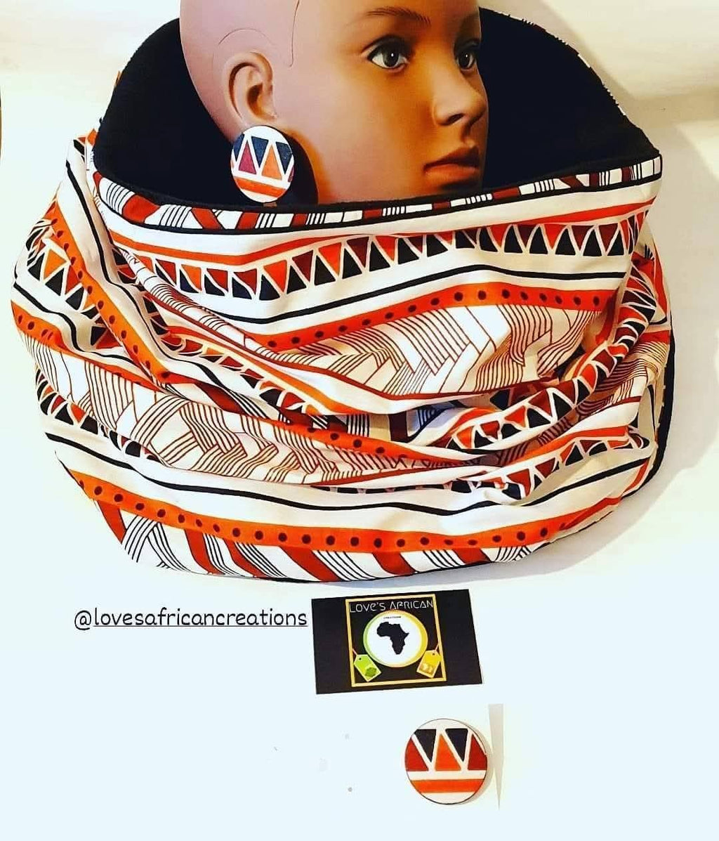 Tribal Print Fleece Lined Snood Scarf