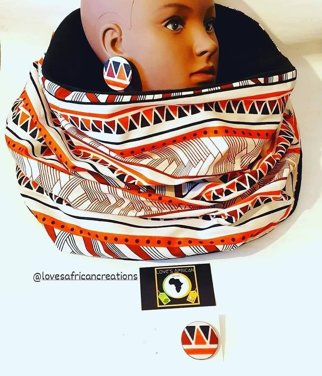 Tribal Print Fleece Lined Snood Scarf