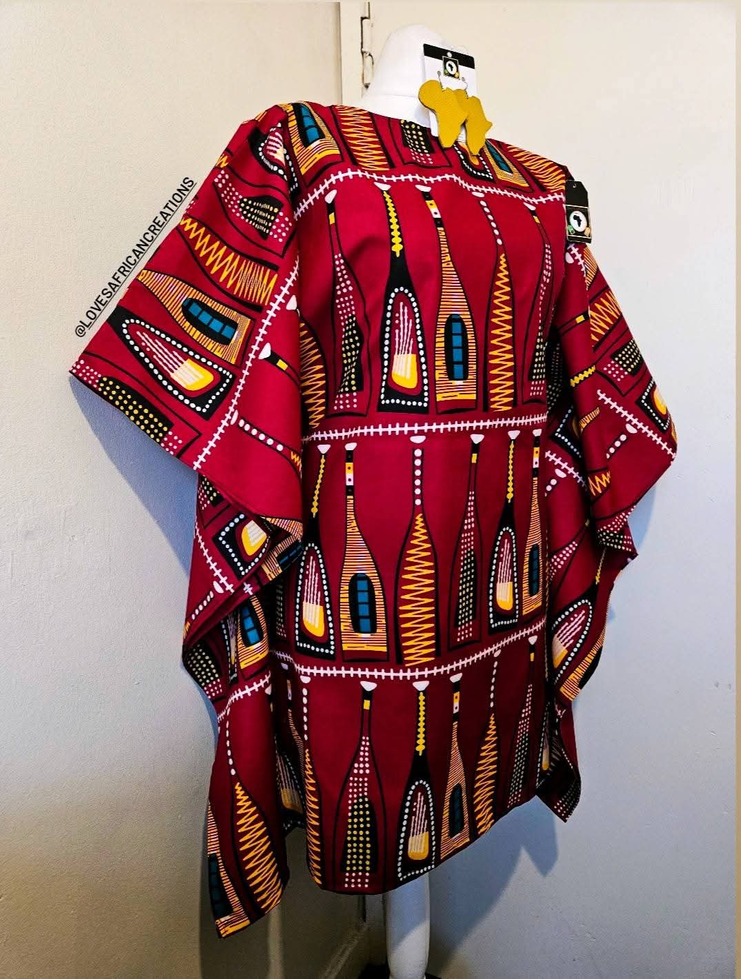 African Print Tunic Kaftan & Earrings