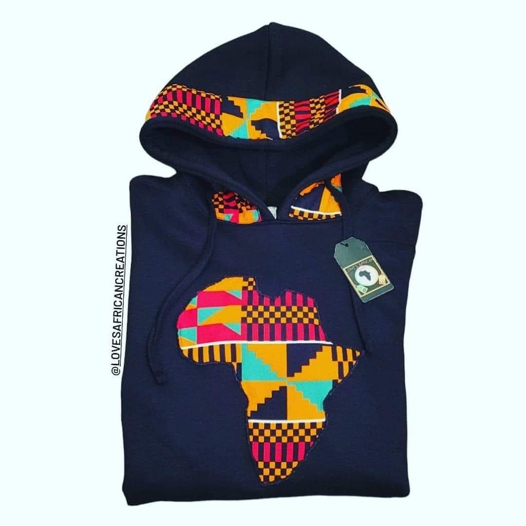 Kente Unisex Africa Map Hoodie S-XXXL