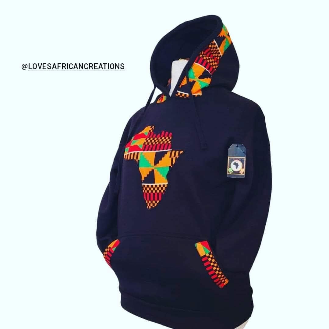 Kente Unisex Africa Map Hoodie S-XXXL