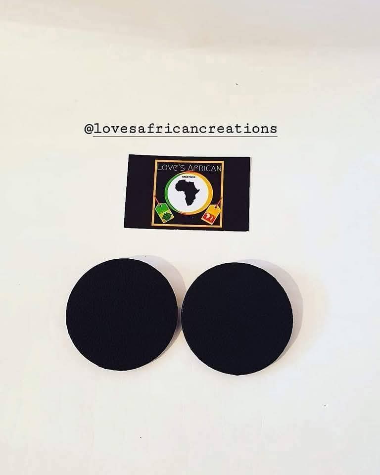 Big Black Leather Stud Earrings