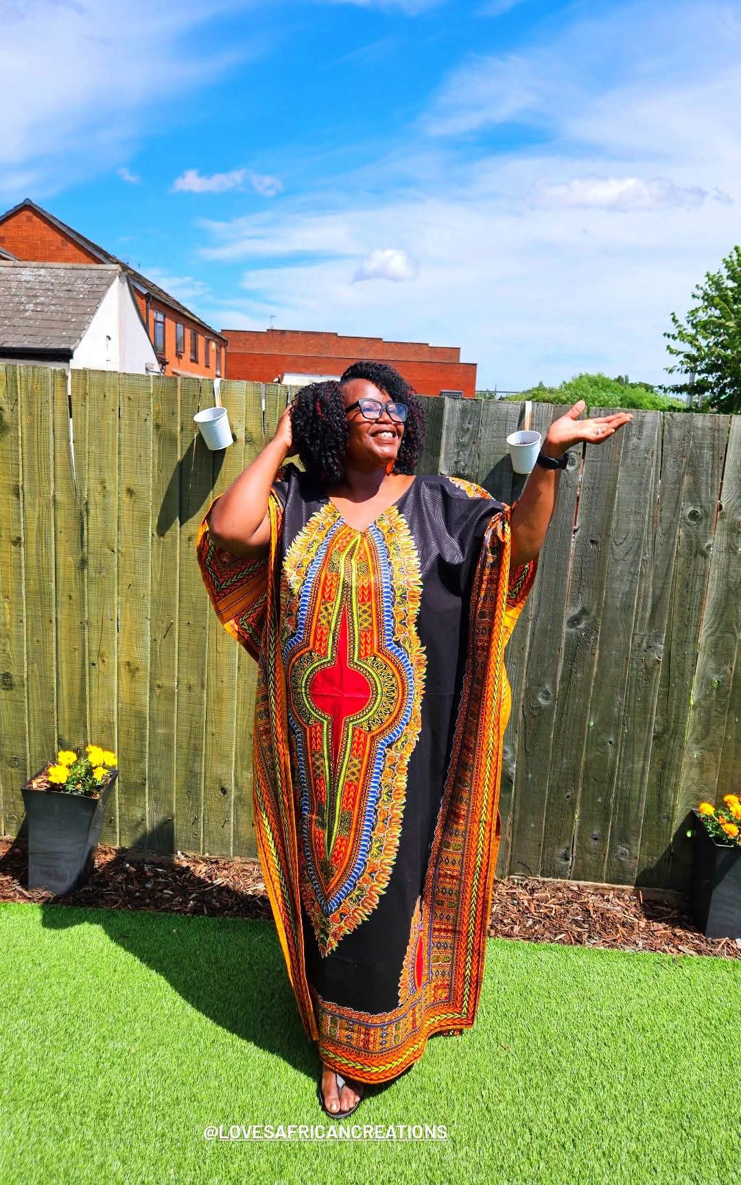 Black Dashiki Kaftan Maxi Dress