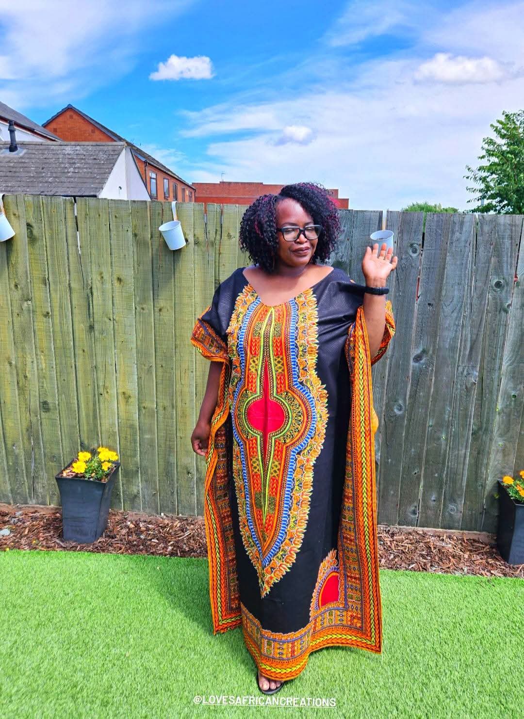 Black Dashiki Kaftan Maxi Dress