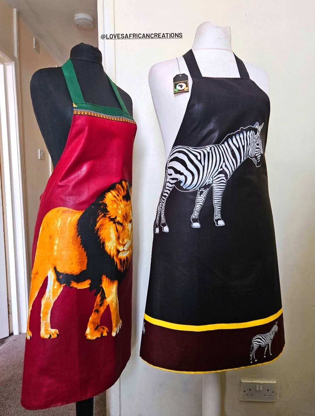 African Print Lion Unisex Apron