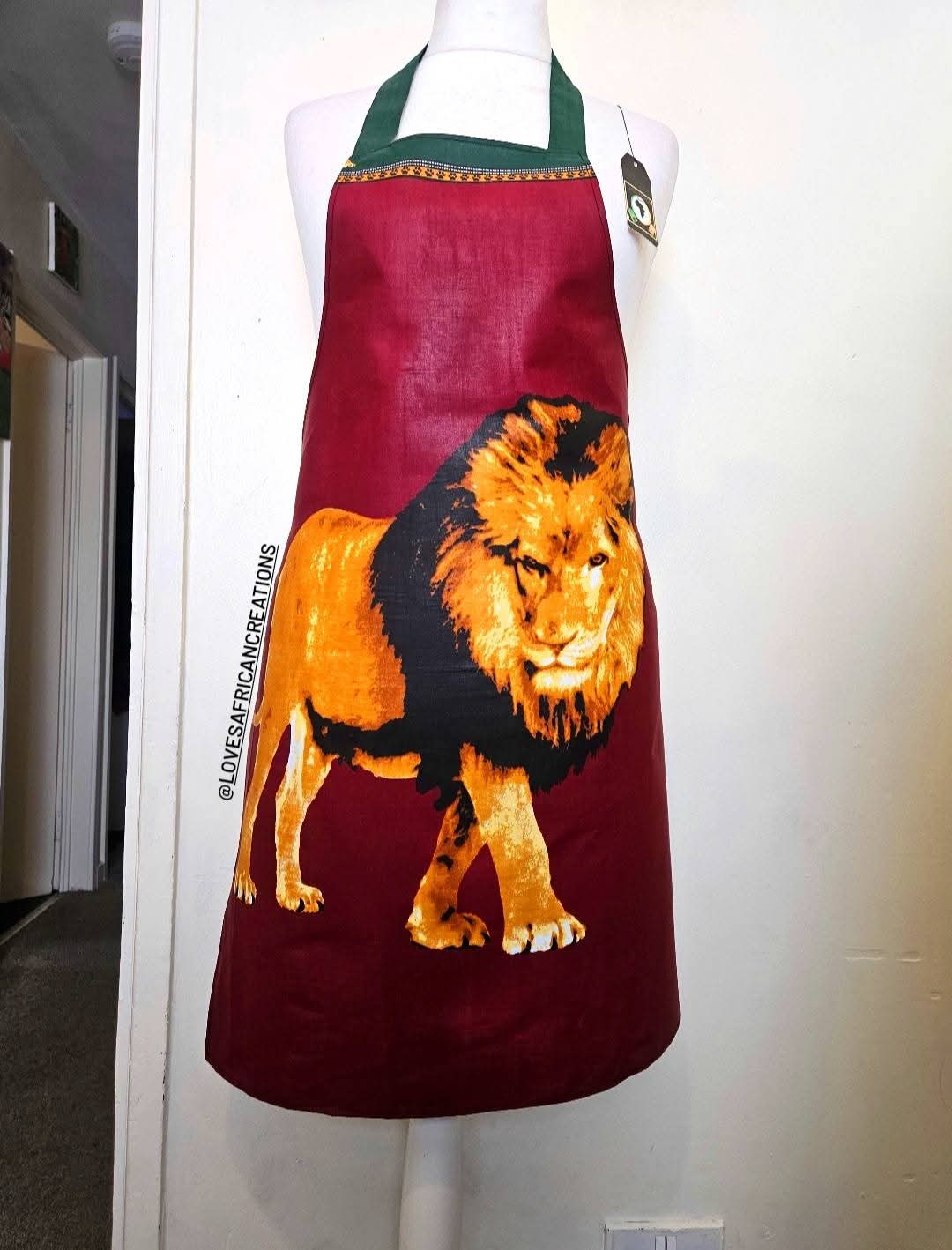 African Print Lion Unisex Apron