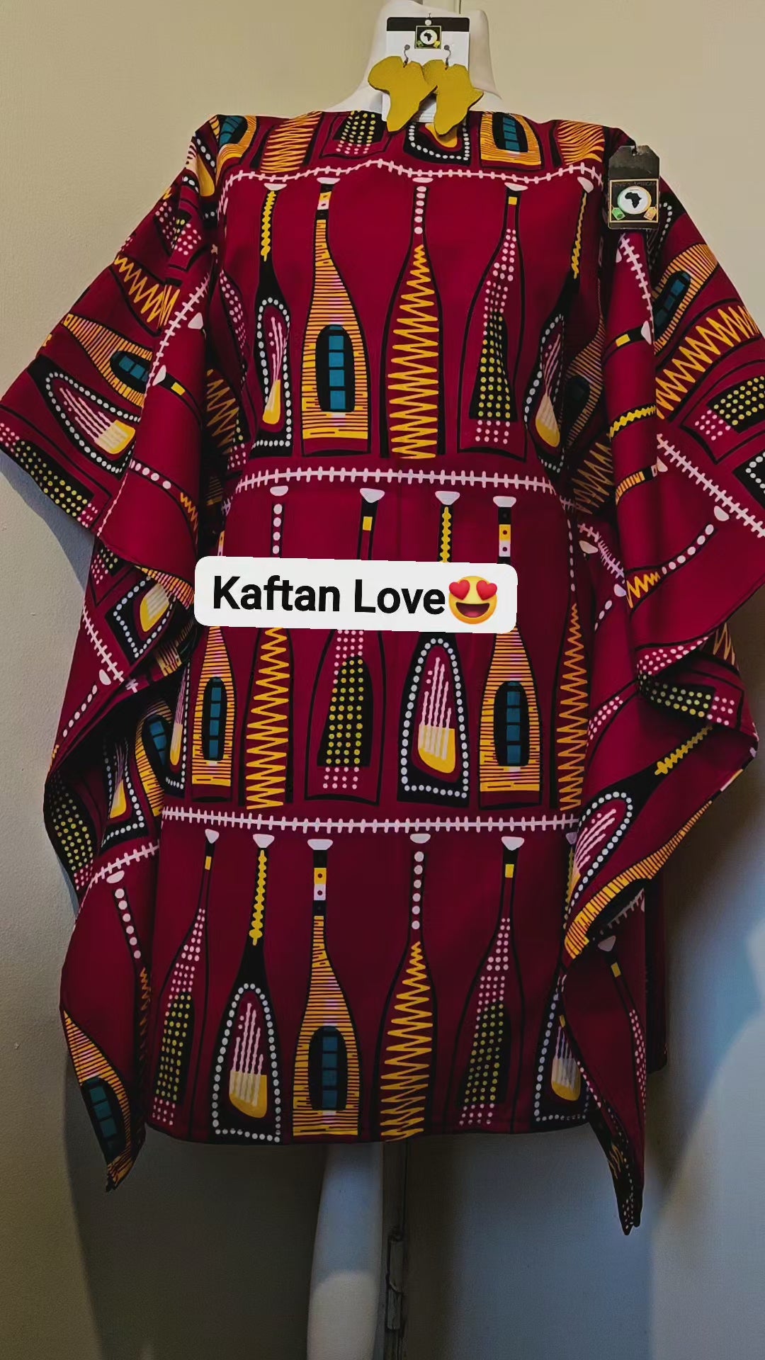 African Print Tunic Kaftan & Earrings