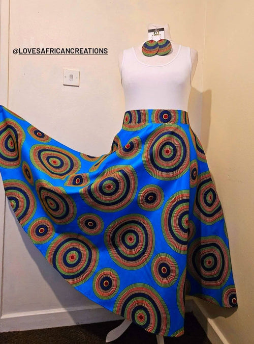 Ankara Maxi Skirt & Earrings Love's African Creations