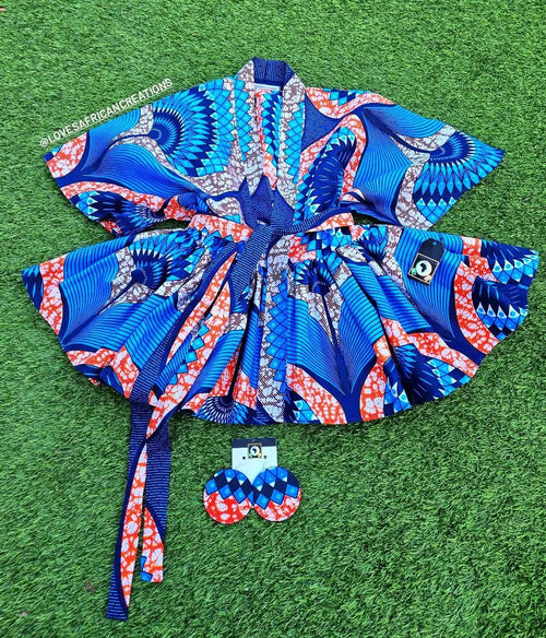 African Print Kimono Wrap Top & Earrings Love's African Creations