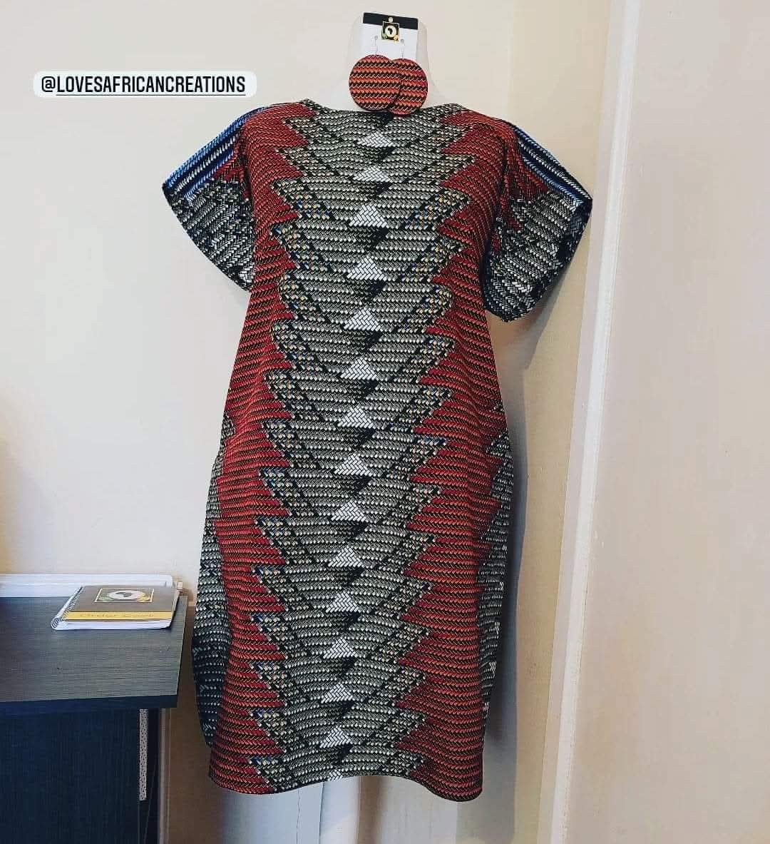 Ankara Tunic Shirt Shift  Dress & Earrings Love's African Creations