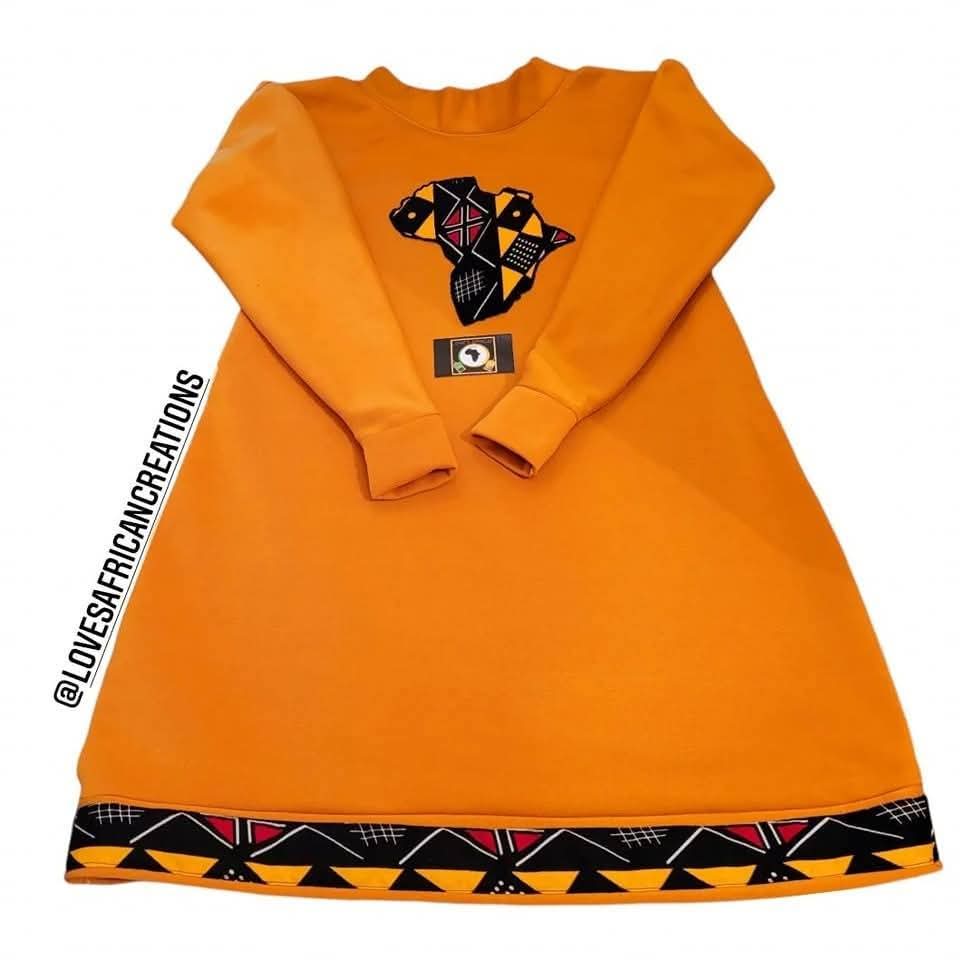 Mustard Yellow Africa Map Jumper Dress