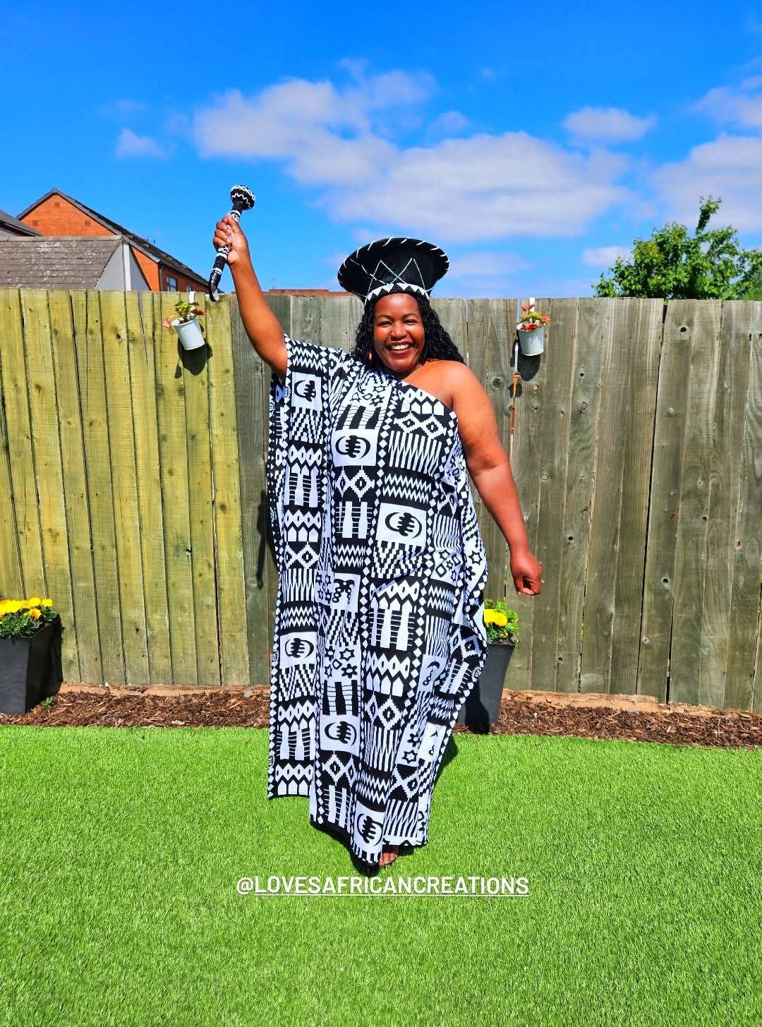 Off Shoulder Kente Kaftan