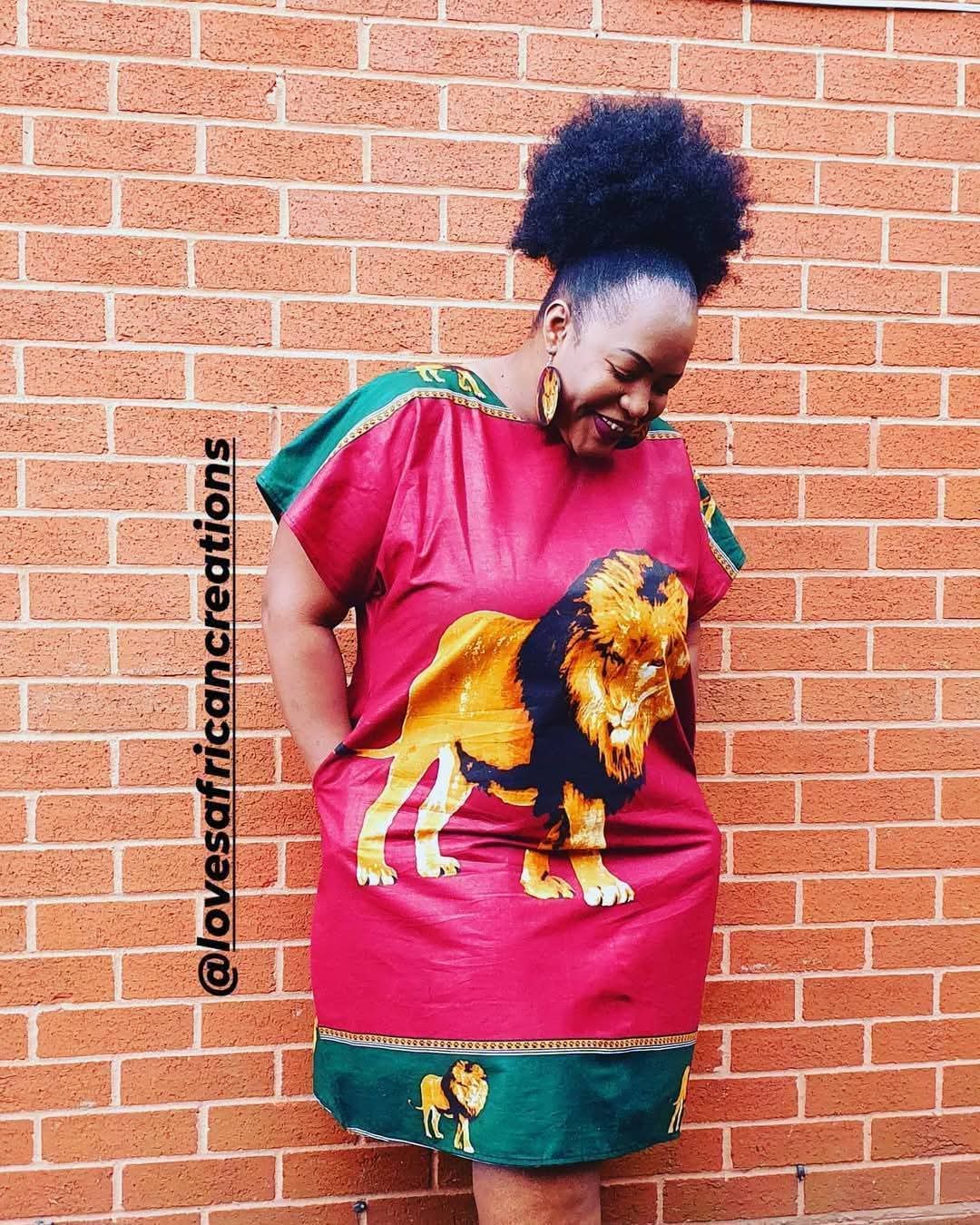 Lion Tunic Shirt Dress & Earrings